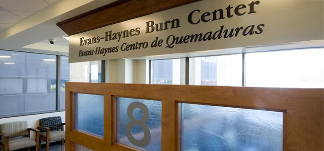 Sign for Evans-Haynes Burn Center at VCU Health