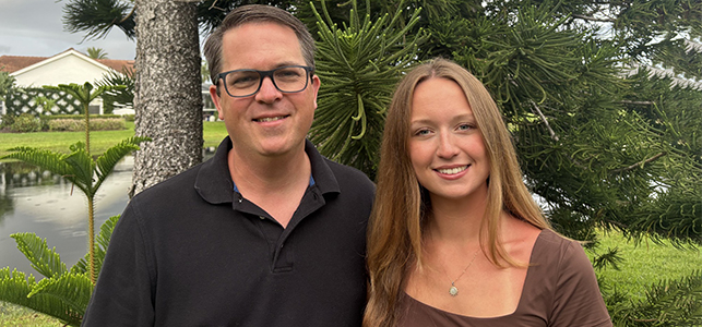 Dr. David Gosselin and his daughter Lily Gosselin smiling outside