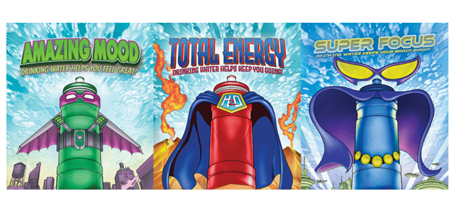 Drawings of the hydration hero water bottles