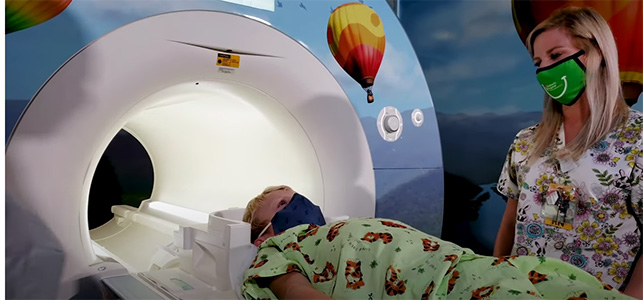 Child entering the MRI machine at CHoR