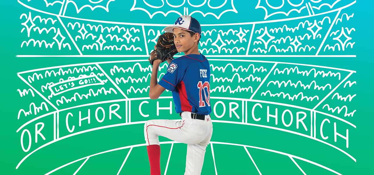 CHoR calendar kid Lucca Fox at the baseball pitcher's mound