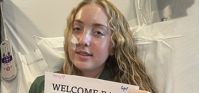 CHoR patient Paige Marshall in her hospital room in the Children's Tower