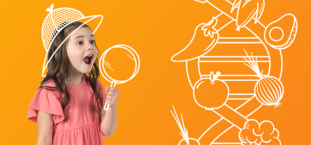 CHoR calendar kid Quinn holding a drawn magnifying glass