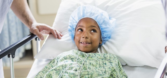 child gets prepped for surgery