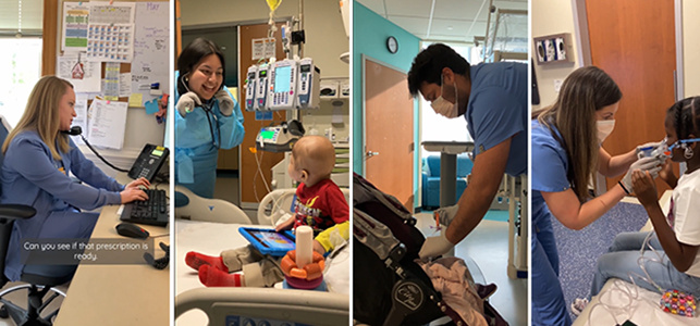 Four different shots of CHoR nurses caring for patients