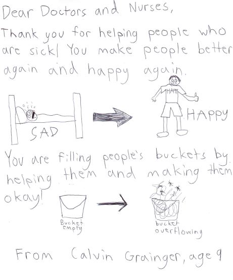 Thank you for helping people who are sick. You make people better again and happy again.